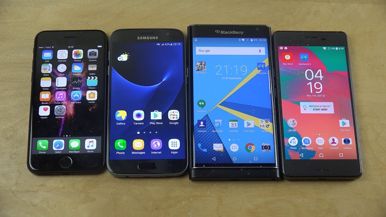 iPhone 7 vs. Samsung Galaxy S7 vs. BlackBerry Priv vs. Sony Xperia X Performance Benchmark Speed!
