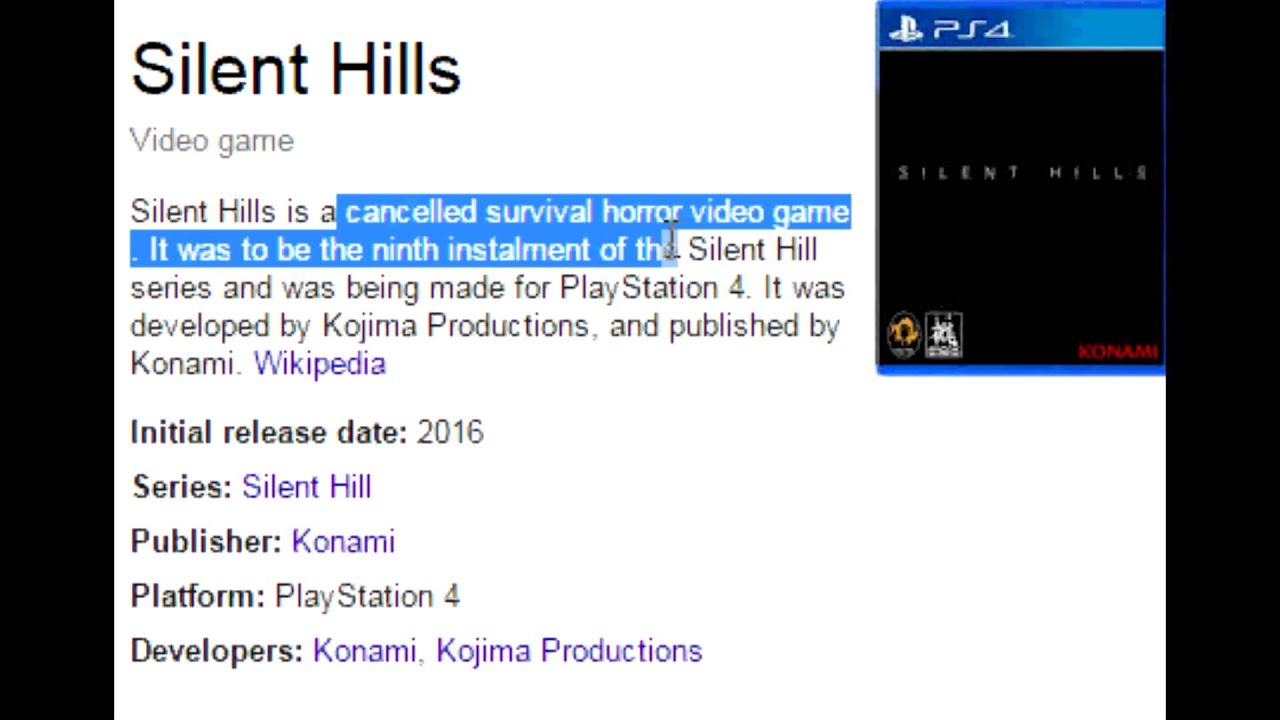 Silent Hills Canceled and Kojima leaves Konami
