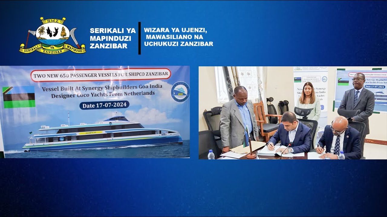 SHIRIKA LA MELI ZANZIBAR LASAINI MKATABA UJENZI WA MELI MBILI MPYA ZA KISASA