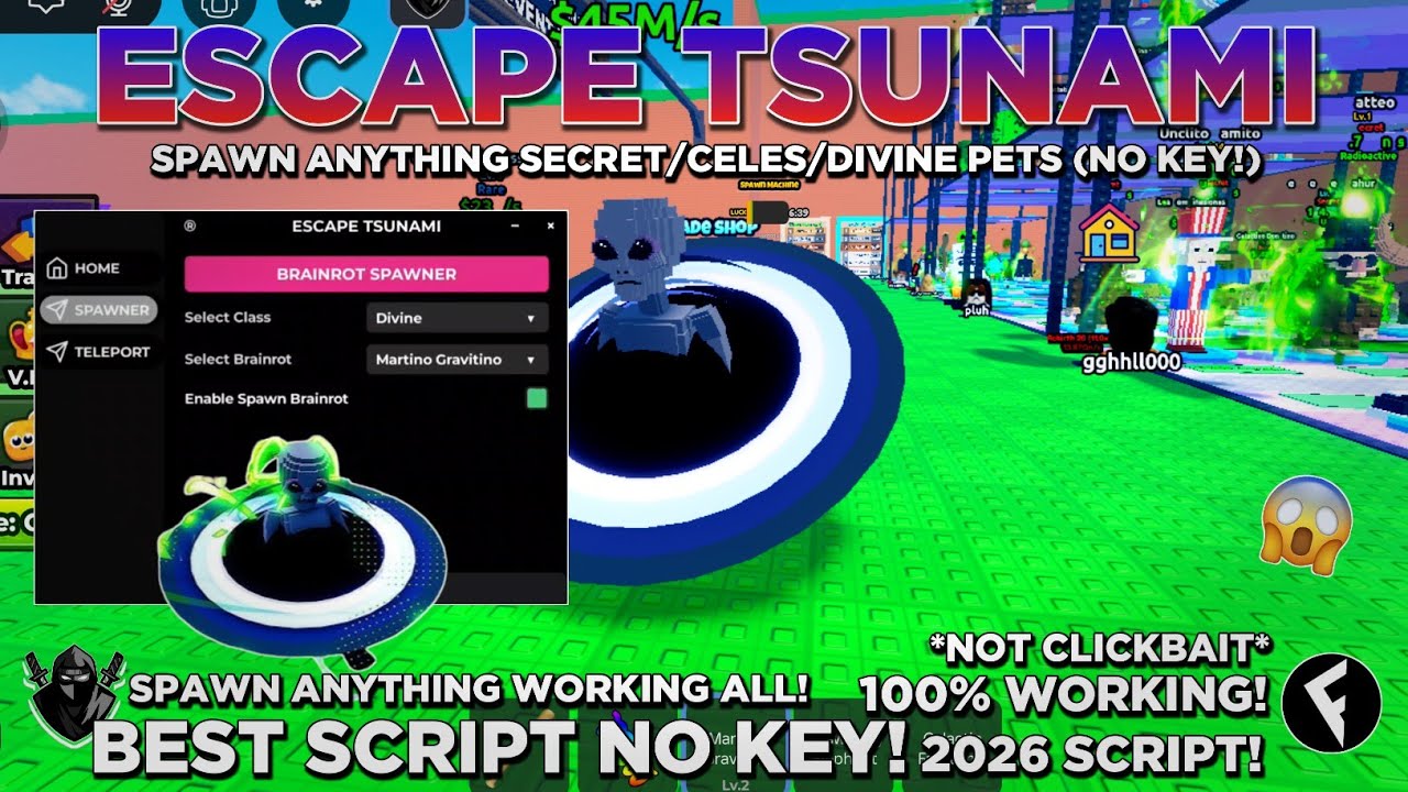 [NEW] Escape Tsunami For Brainrot! OP Script | *GET ALL PETS* PET SPAWNER V1.08 OP! (NO KEY! 😱)