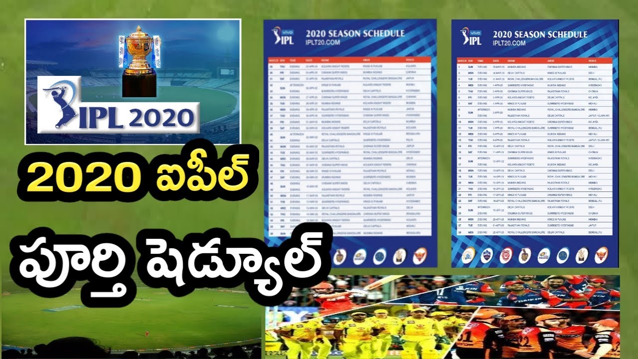IPL 2020 Full Schedule Announcement Indian Premier League 2020 Latest News