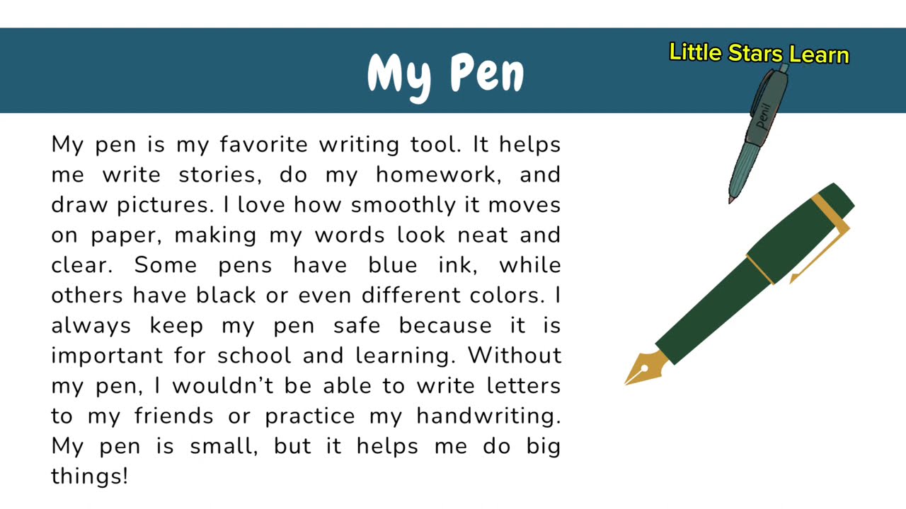 My Pen &ndash; Short Essay for Kids | Simple Essay on My Pen. 📖