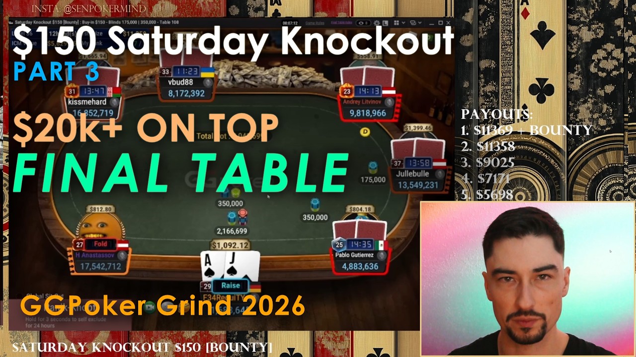 $150 Saturday Knockout [Bounty] FinalTable | GGPoker Tournament Part 3