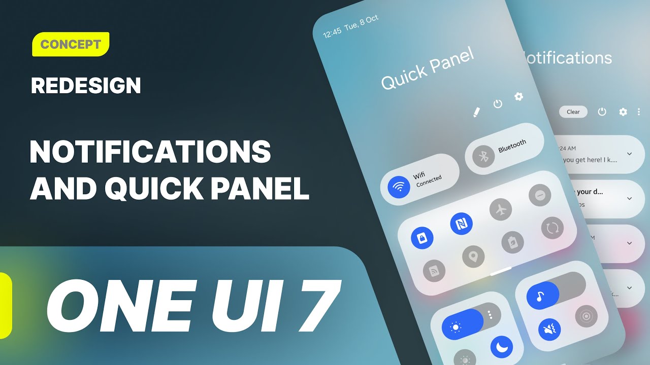 Redesign Quick Panel & Notification Bar (Light Mode) - One UI 7