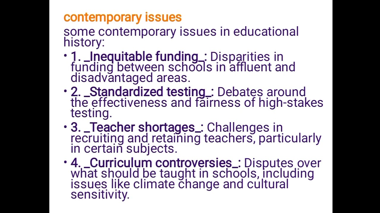 History of Education Lesson 10:  Contemporary Issues Introduction