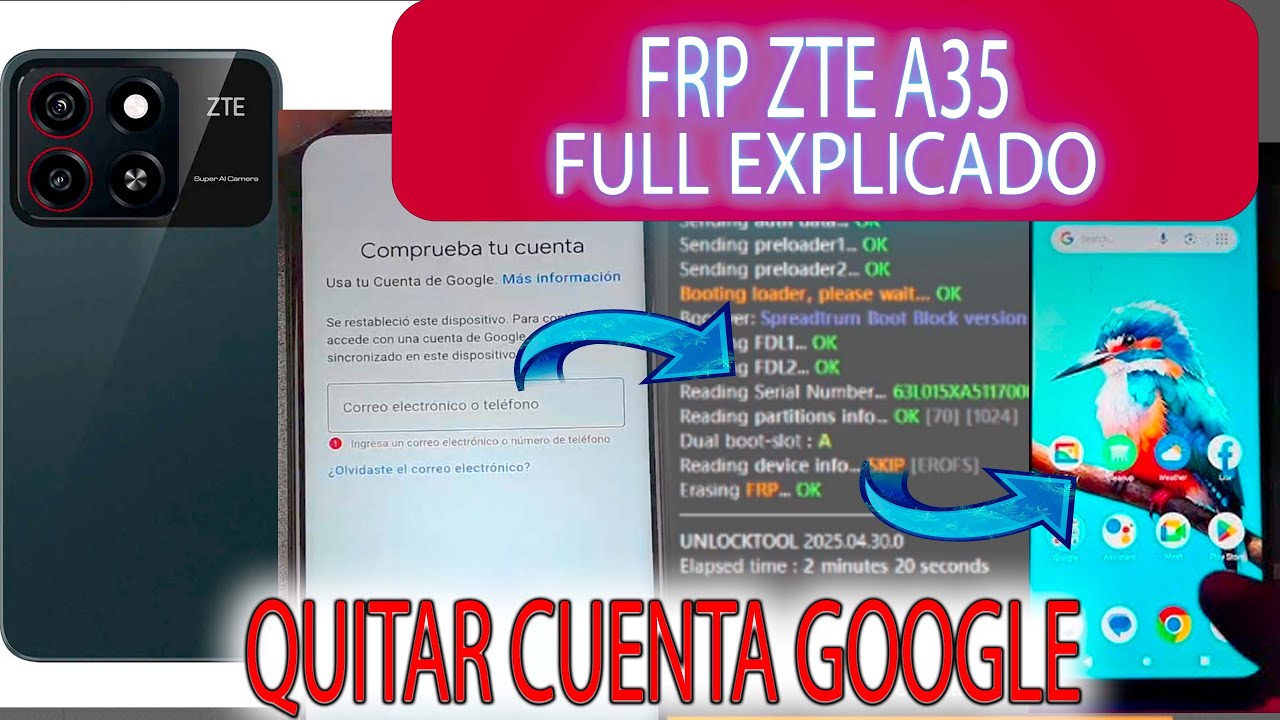 FRP ZTE A35 QUITAR CUENTA GOOGLE BIEN EXPLICADO DRIVER SPD UNLOCKTOOL