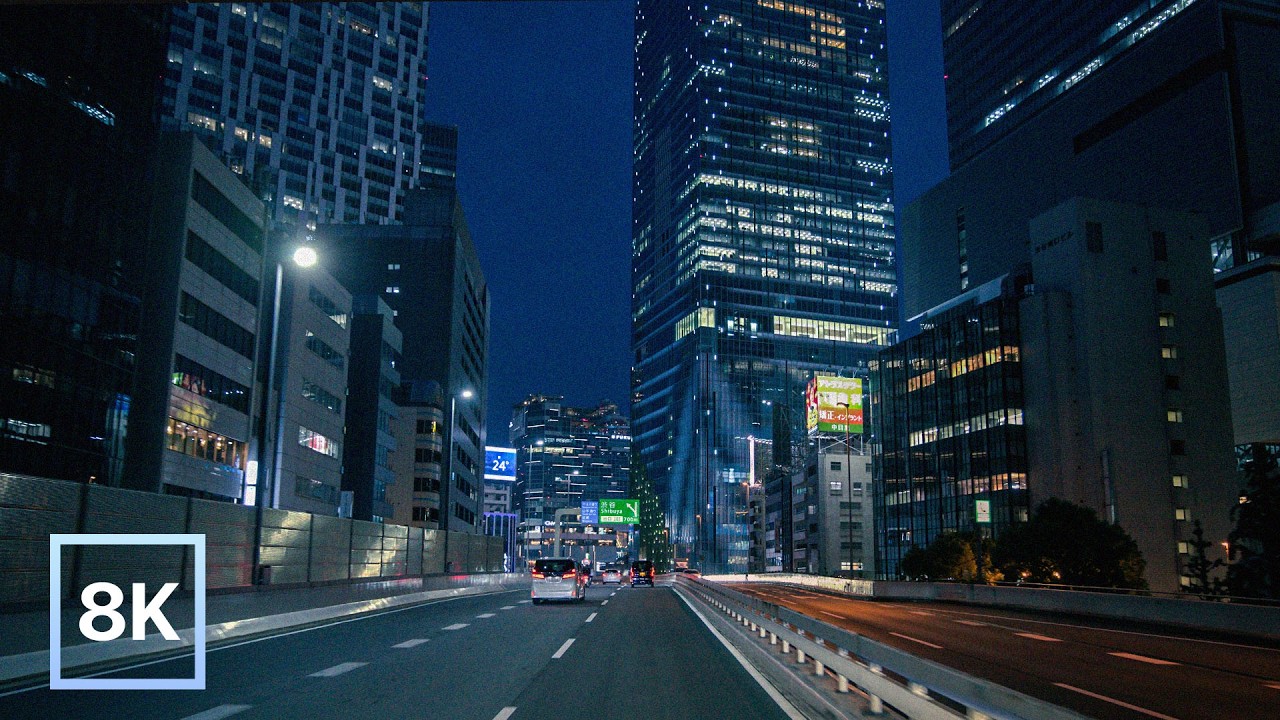 Blue Hour Drive through Tokyo / 8K 60fps HDR / Gentle Car Sound