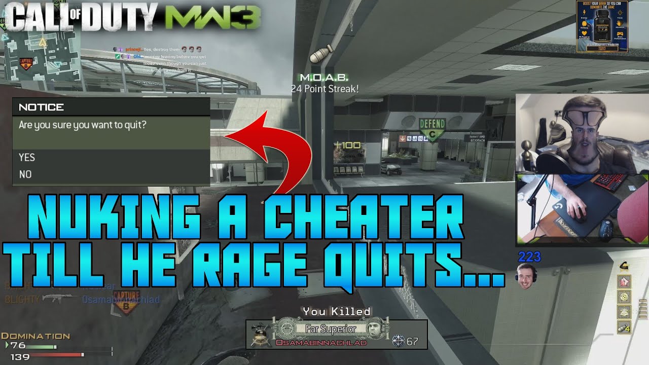 WALLHACKING CHEATER GETS MOABED AND RAGE QUITS! (Modern Warfare 3 PC)
