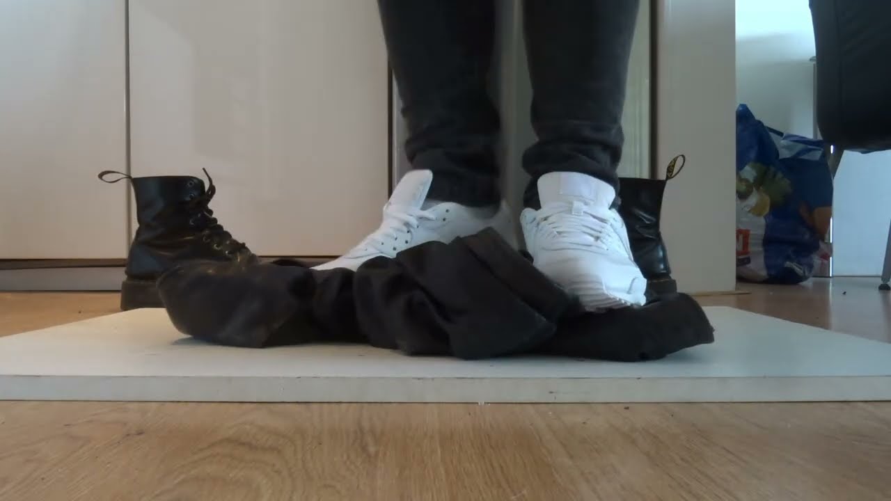 Nike Air Max 90 and Dr Martens Jadon Boots stomp and trample expensive leather fans jacket