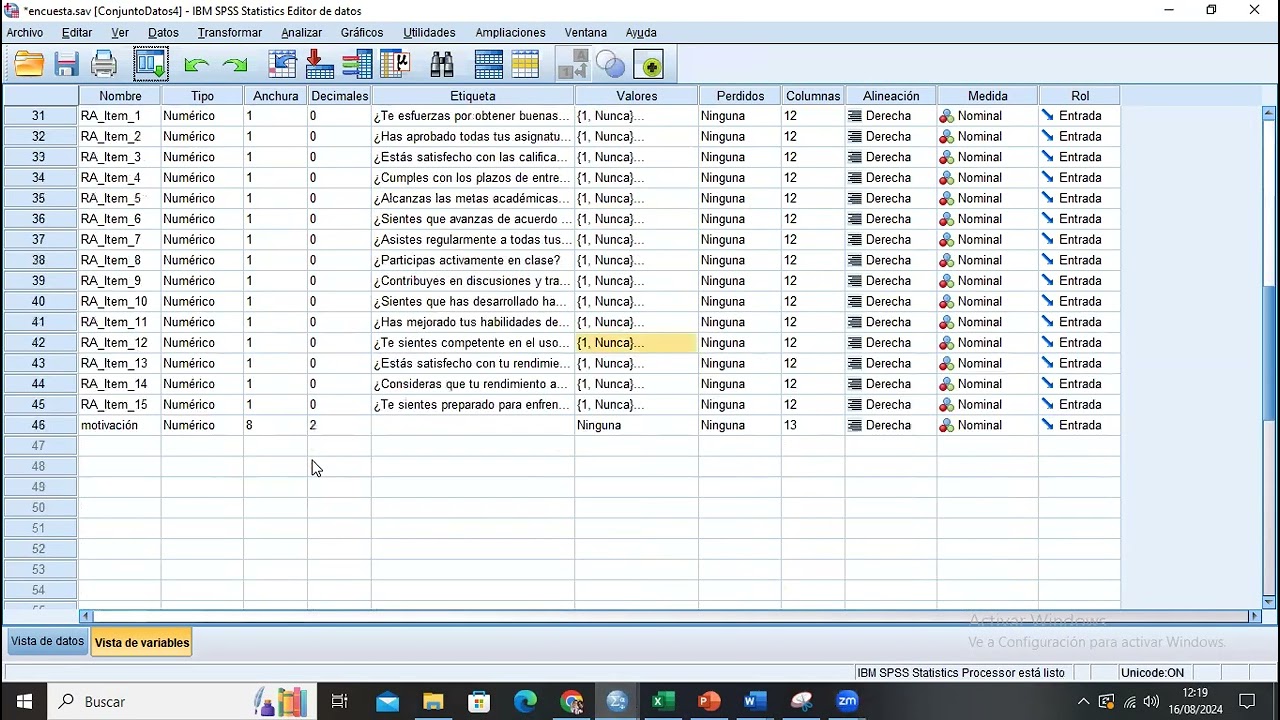 Calcular dimensiones y puntaje total de variable en SPSS