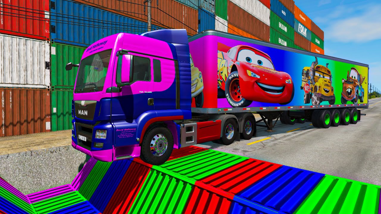 Trucks Cars vs Massive Speed Bumps vs Giant Bulge BeamNG Drive