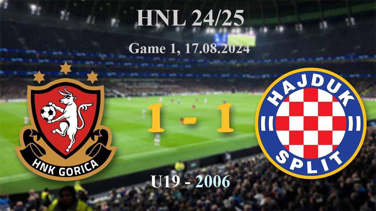 1.  2006 U19 Gorica  1-1  Hajduk, HNL 24/25, 17.08.2024