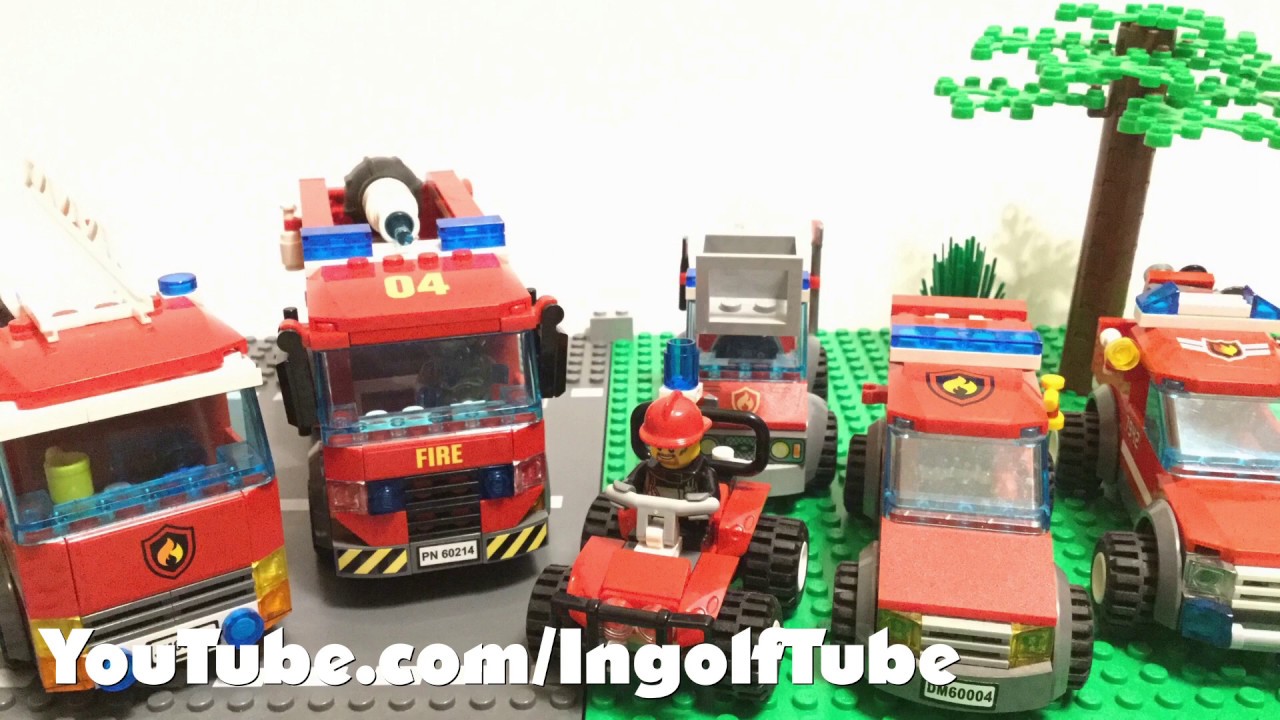 LEGO CITY FIRE TRUCKS, FIRE CARS, FIRE ATV FIRE HELICOPTER RESCUE VEHICLES