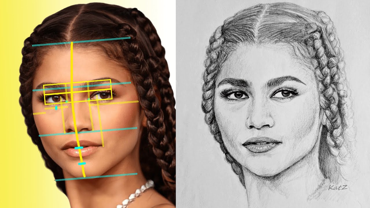 How To Draw A Face - How To Sketch Accurate Portraits | Zendaya