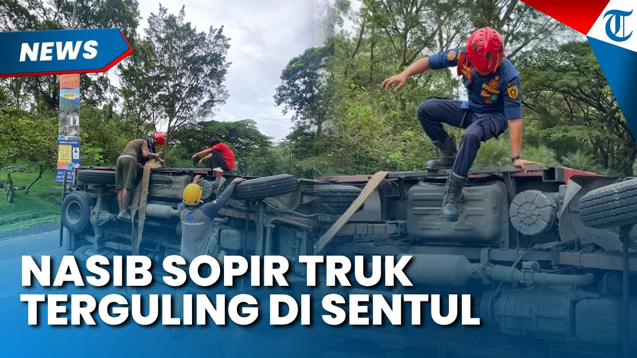 KECELAKAAN TRUK Engkel Terguling di Sentul Bogor, Damkar Langsung Turun Tangan