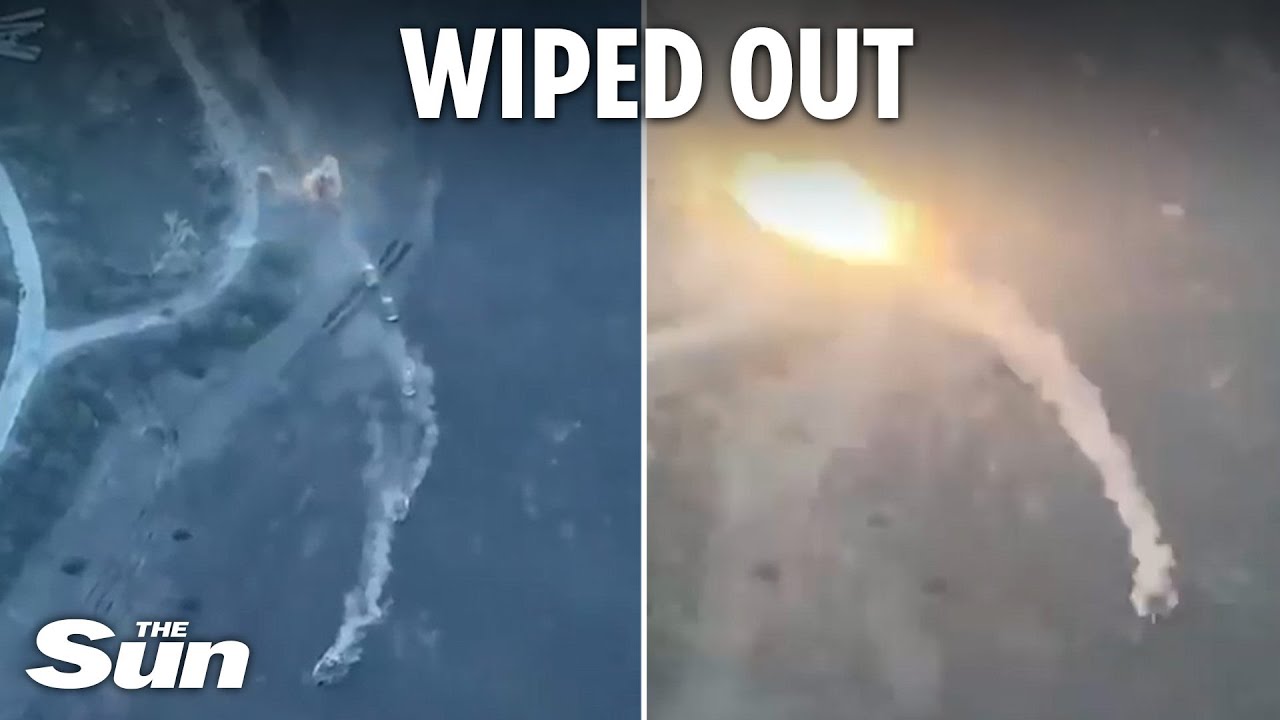 Shocking moment Ukraine drones take out Russian tanks one by one in targeted attack