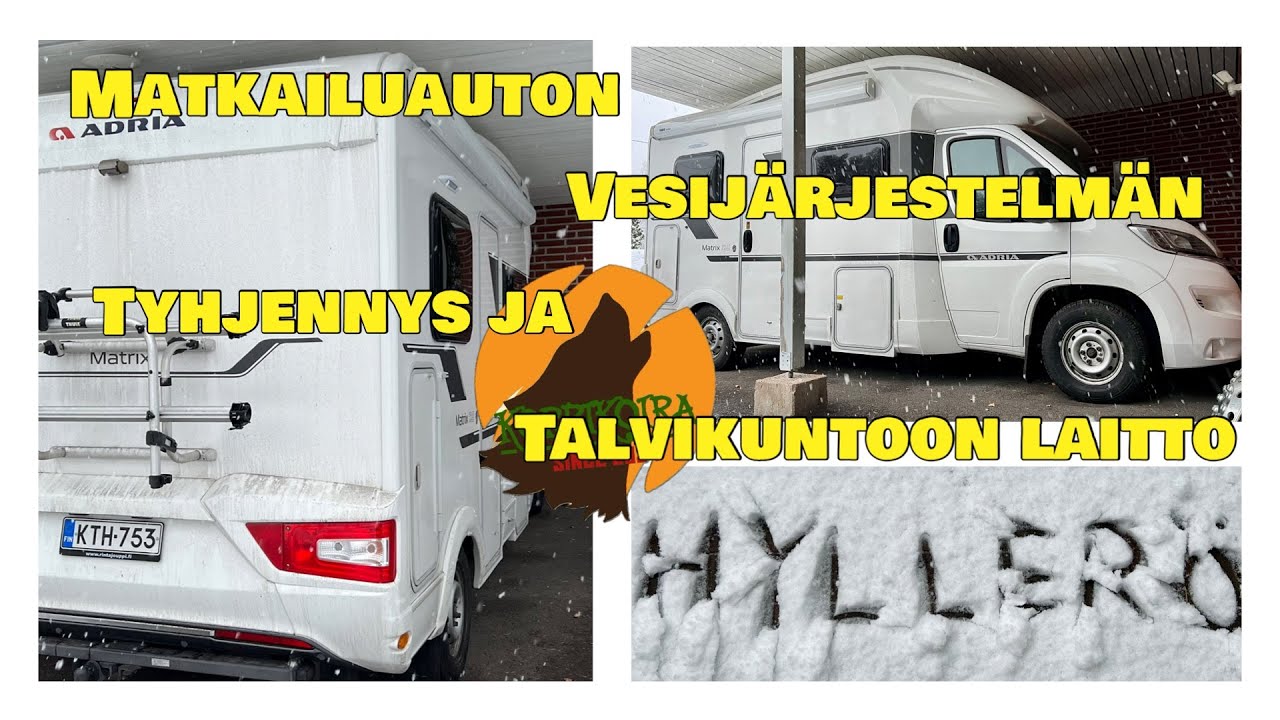 Matkailuauton vesijärjestelmän tyhjennys ja talvikuntoon laitto.