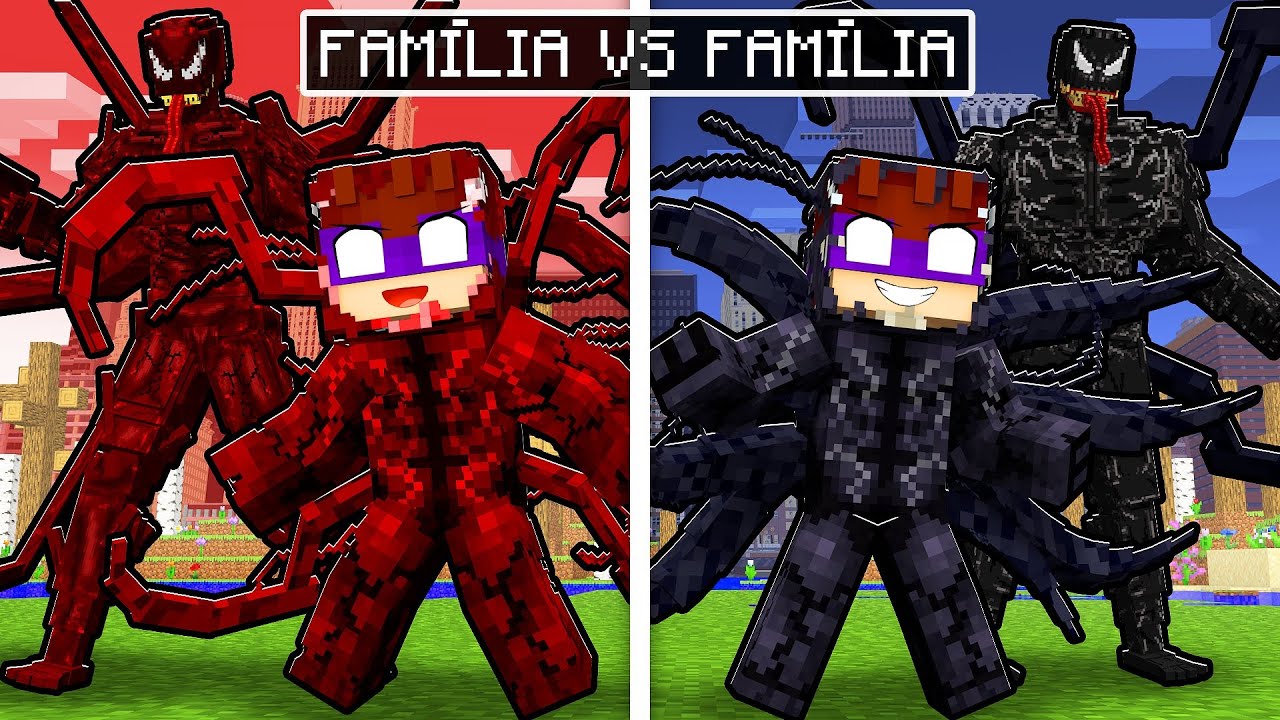 FAMÍLIA do VENOM vs FAMÍLIA do CARNAGE no Minecraft!