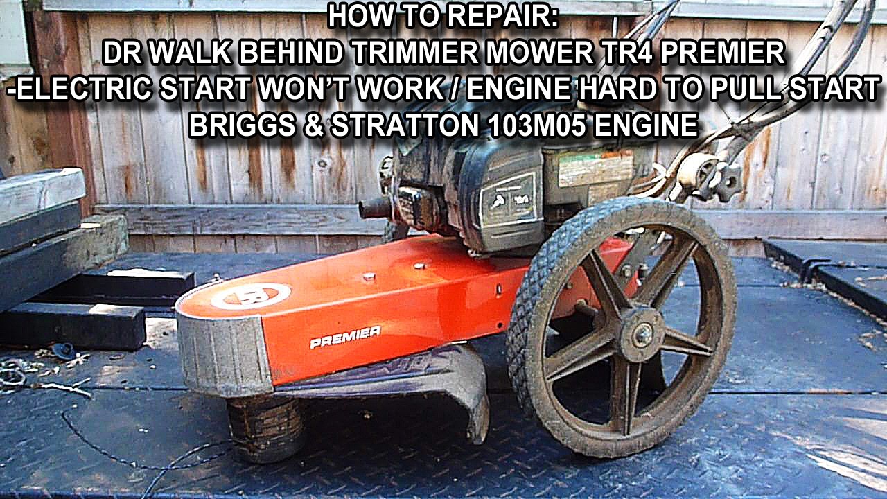 How To Repair A DR Trimmer Mower With Failed Electric Starter And Pull Starter That Is Stuck