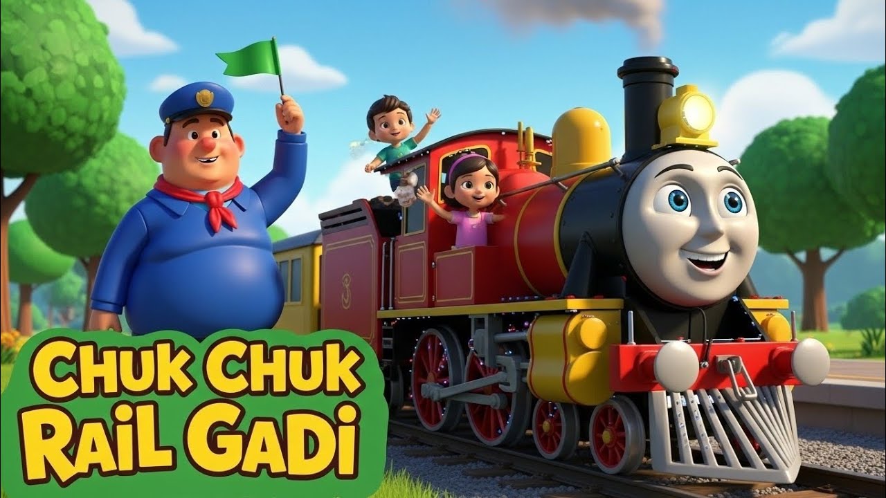 Chuk Chuk Rail Gadi | 3D Kids Rhyme | Train Cartoon Song | Little Stars Kids Rhymes