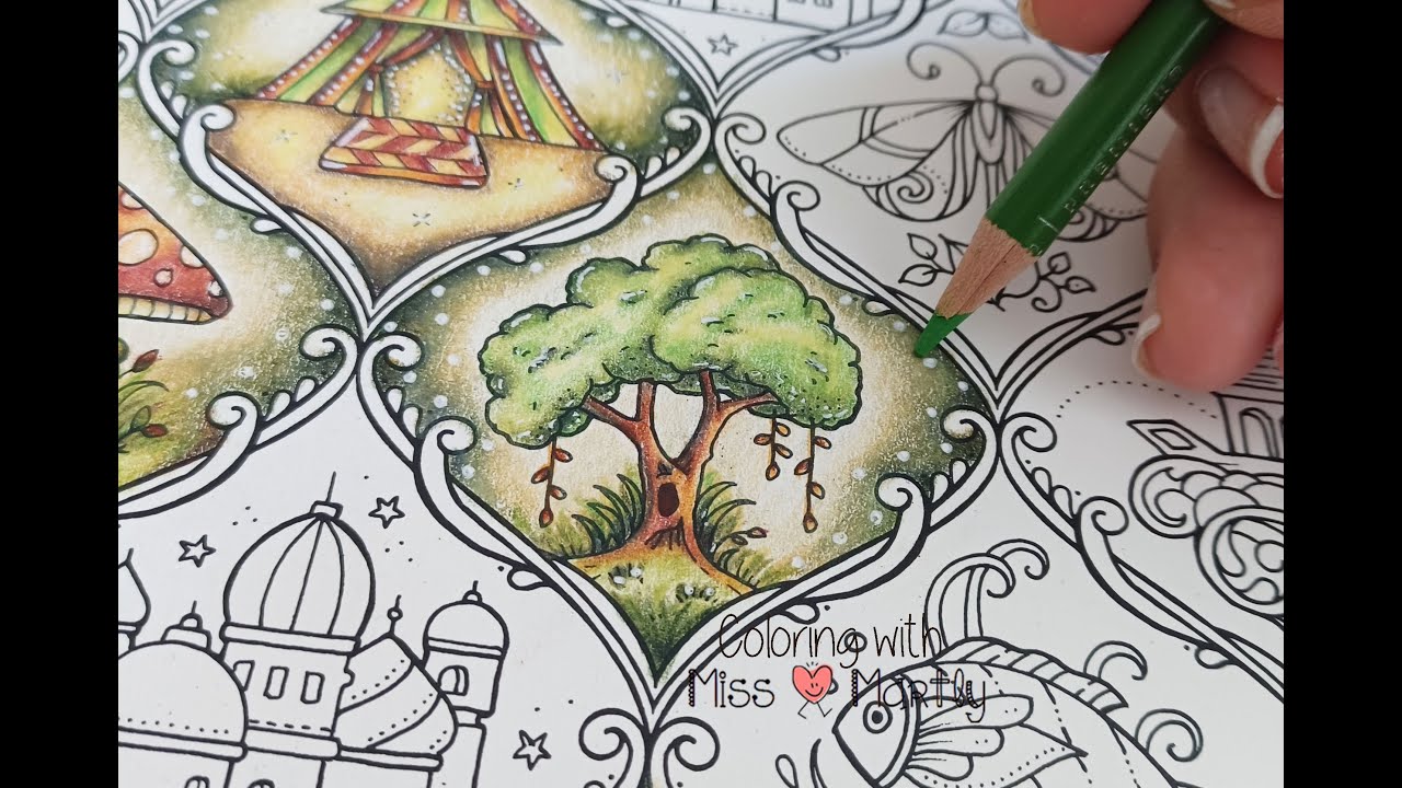 Coloring Tutorial | Worlds of Wonder by Johanna Basford | Prismacolor | Inside Cover Tree