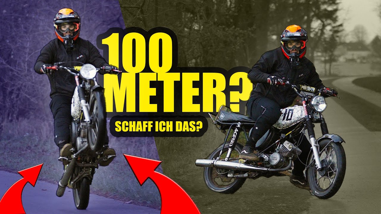 100m SIMSON stand-up WHEELIE... schaff ich das? || Selbstexperiment: Challenge #07