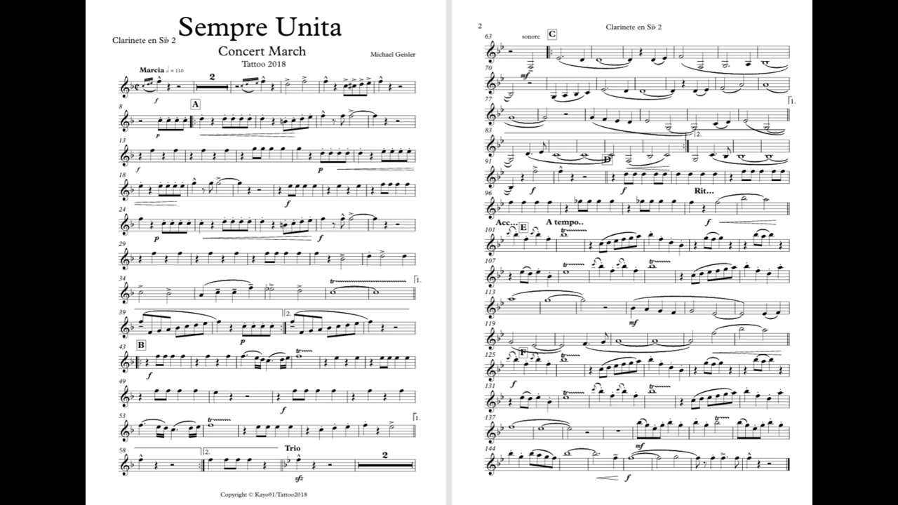 Sempre Unita Clarinet 2 Play Along Sheet Music