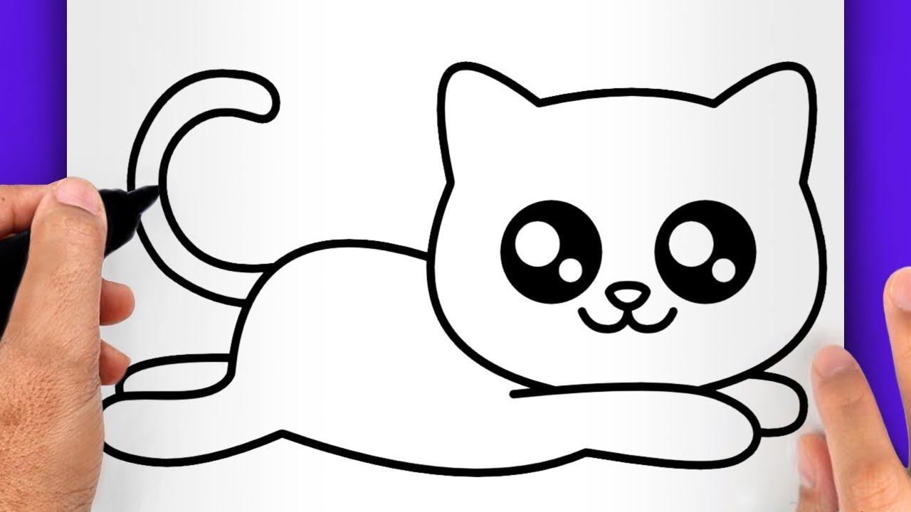 DESSIN FACILE KAWAII | COMMENT DESSINER UN CHAT FACILEMENT - DESSIN DE CHAT FACILE