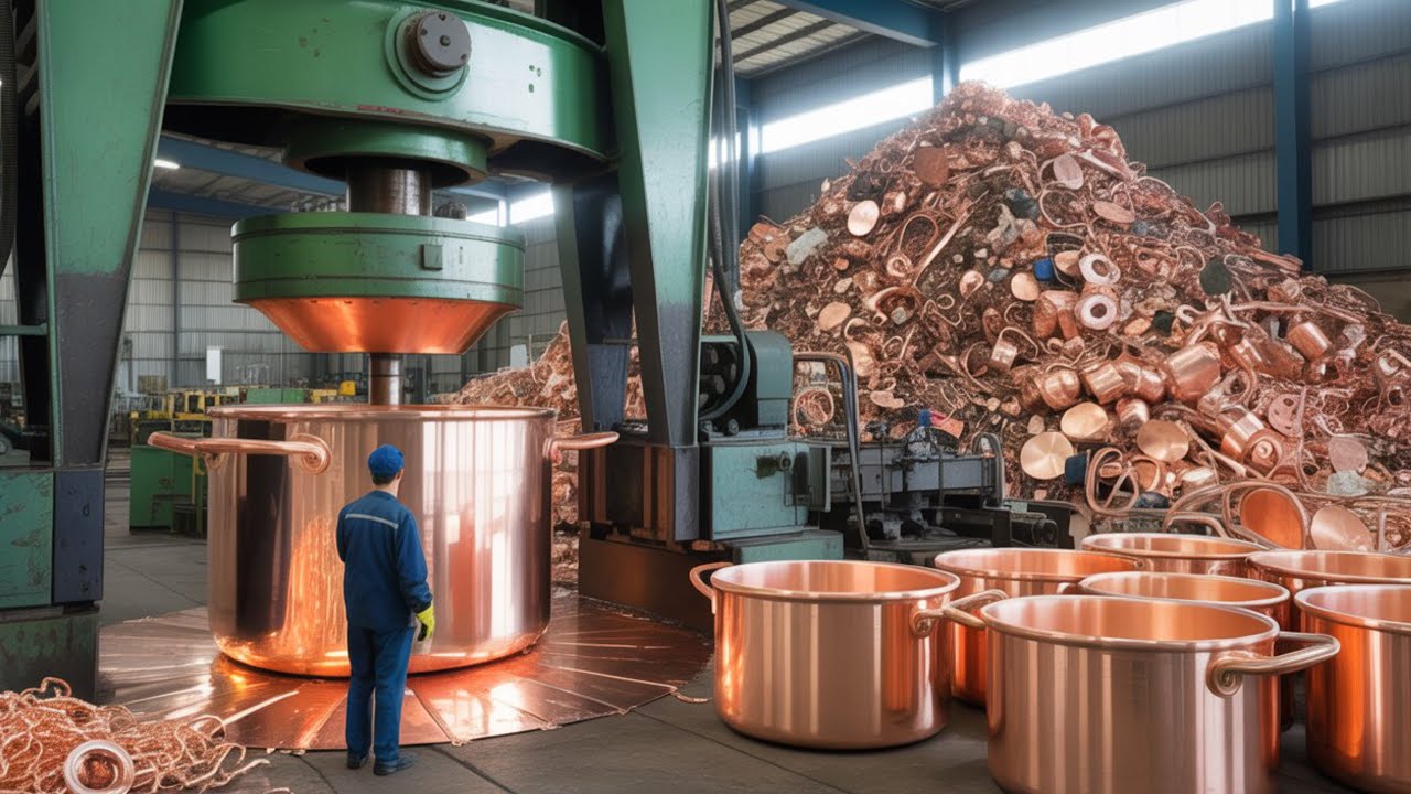 Incredible Process of Recycling Copper Scrap Into Huge Copper Cooking pots Making in Factory