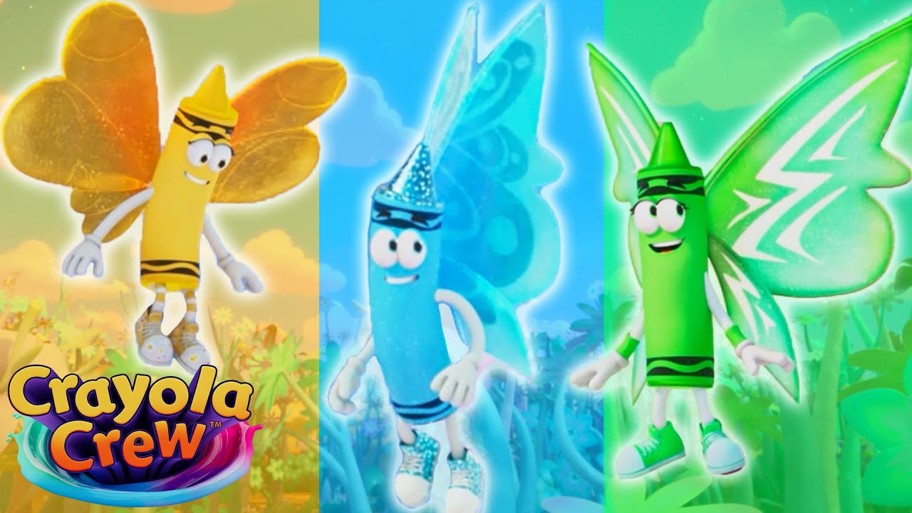 Rainbow Butterfly Crayons! | Crayola Crew Cute & Colorful Cartoons for Kids | Using Your Imagination