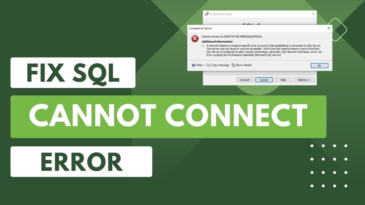 Как исправить ошибку &laquo;SQL Cannot Connect&raquo; в SQL Server Management Studio