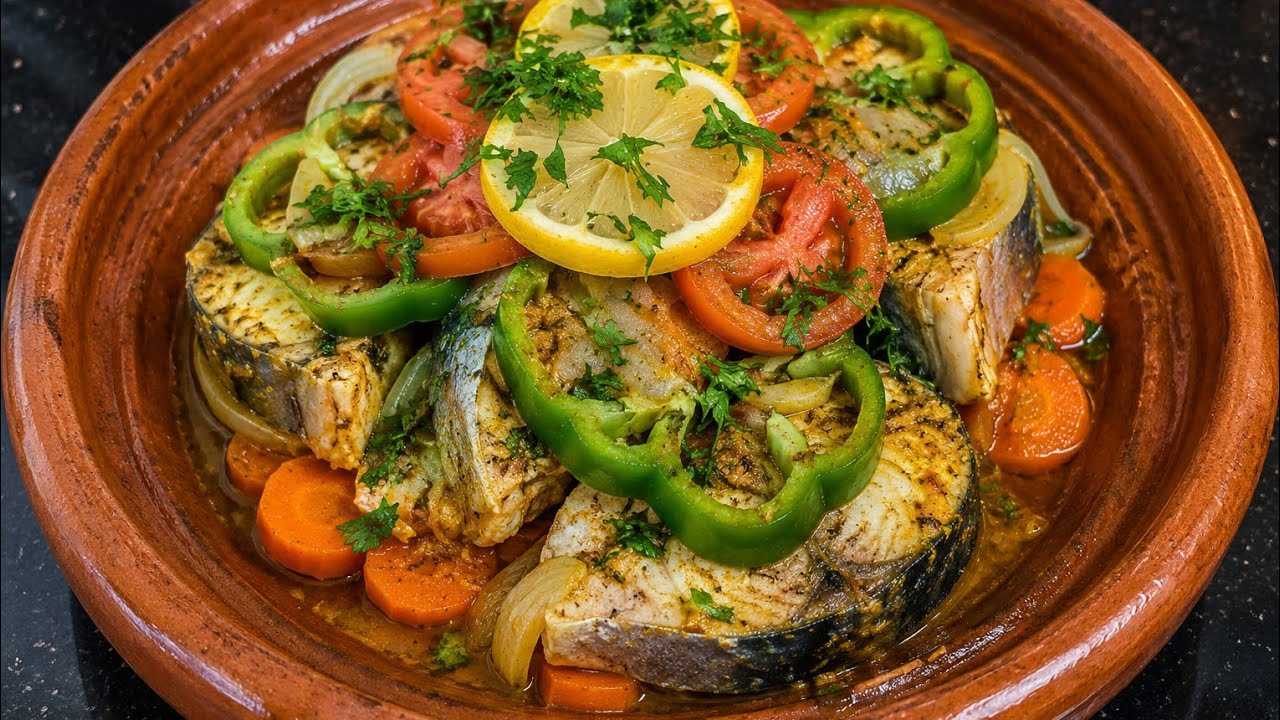 طاجين الحوت 🐟ديري كولشي دقة وحدة 👍واخا ماكاتعرفيش طيبي كيجي ياسلااام ❤️🤤