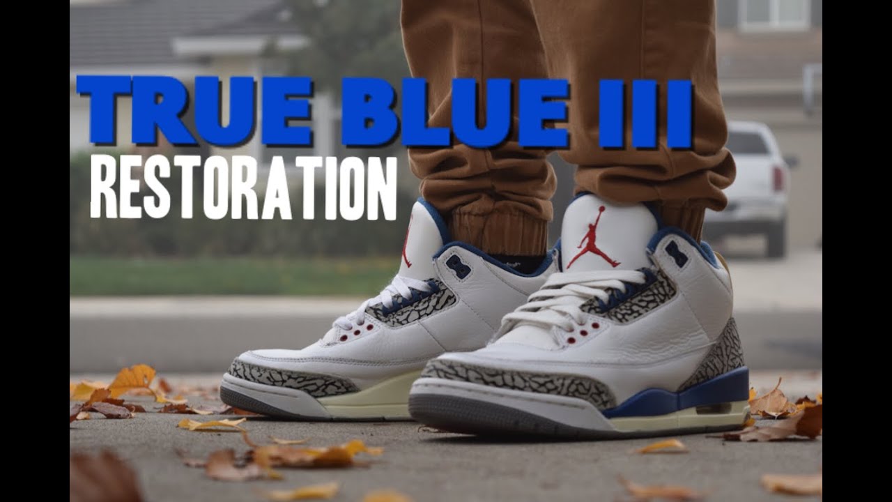 Jordan 3 True Blue FULL Restoration (Midsole Repaint and Cleaning)