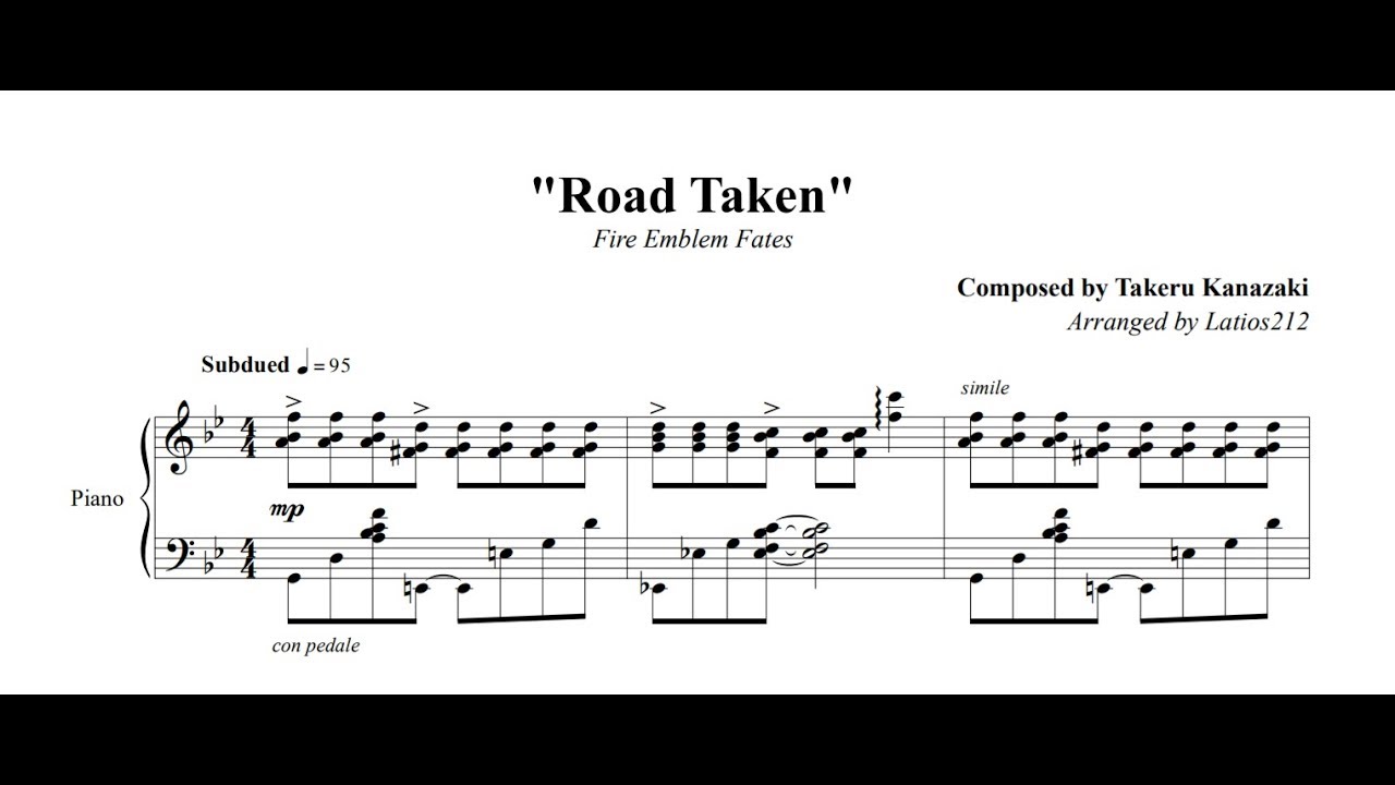 Fire Emblem Fates - Road Taken (Piano Sheet Music)