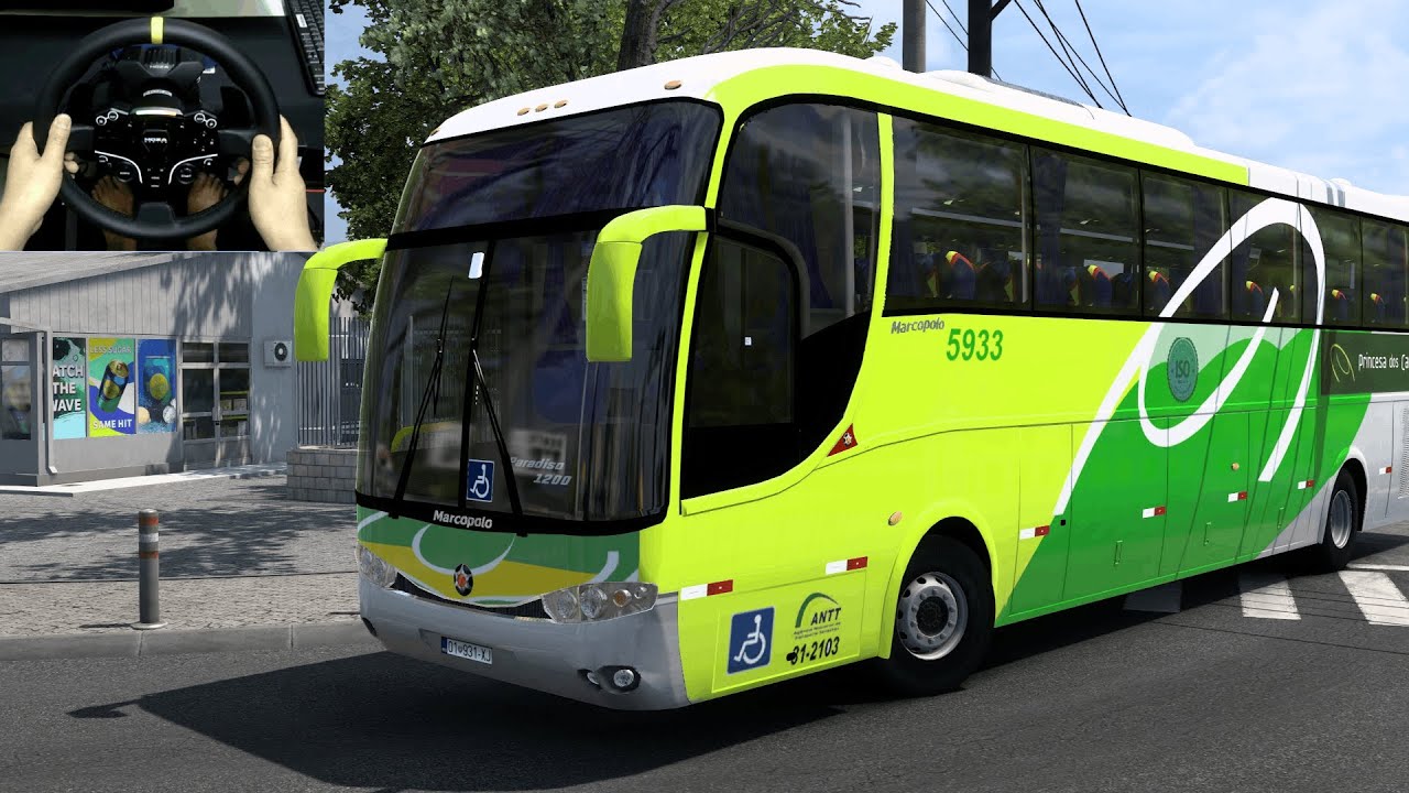 Marcopolo paradiso G 6 1200 Euro Truck Simulator 2 [ets2 bus mods 1.57 ] Steering Wheel Gameplay