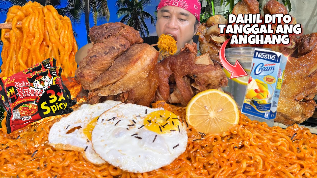 3X Super Spicy Samyang Noodles and Crispy Pork Pata Mukbang