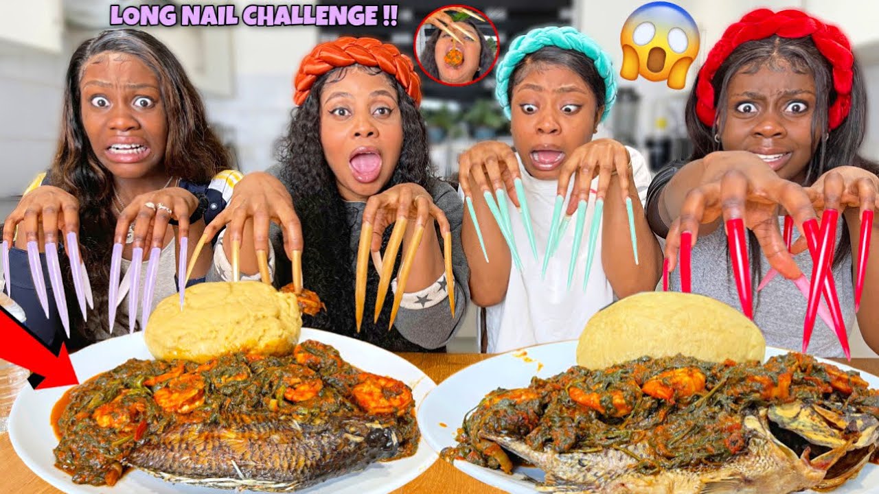 *MUST WATCH* EATING EFO RIRO SOUP AND ASSORTED MEAT WITH THE LONGEST NAIL IN THE WORLD!! MESSY HANDS