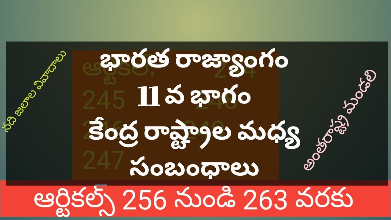 article256,257,258,259,260,261,262,263 | part 11 | indian constitution