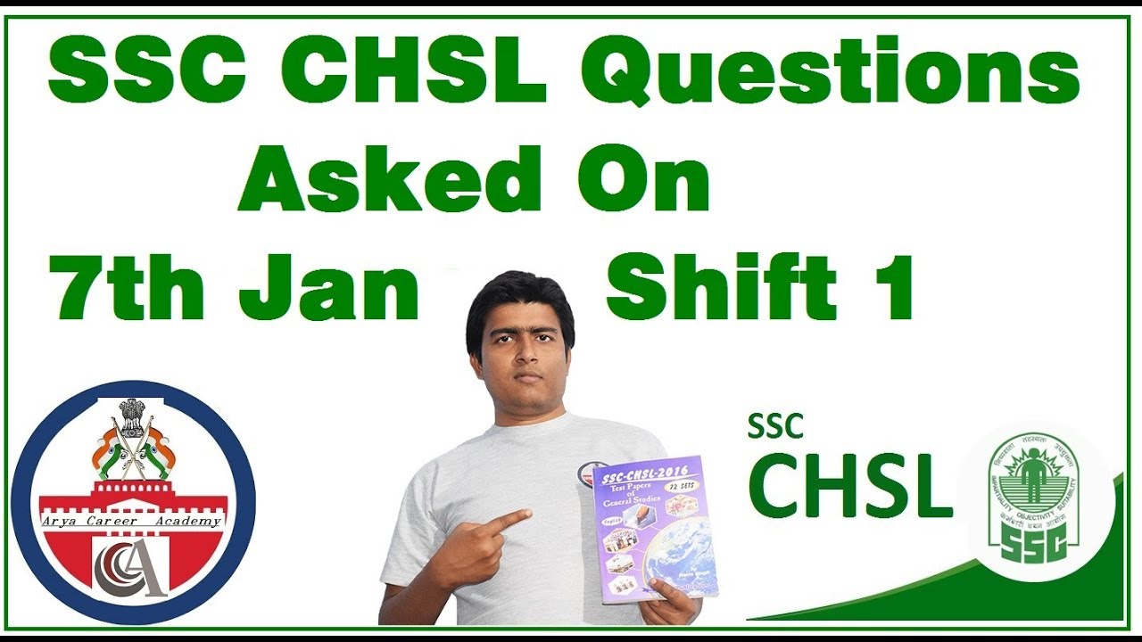 SSC CHSL Questions Asked 7th January 2017 Shift 1