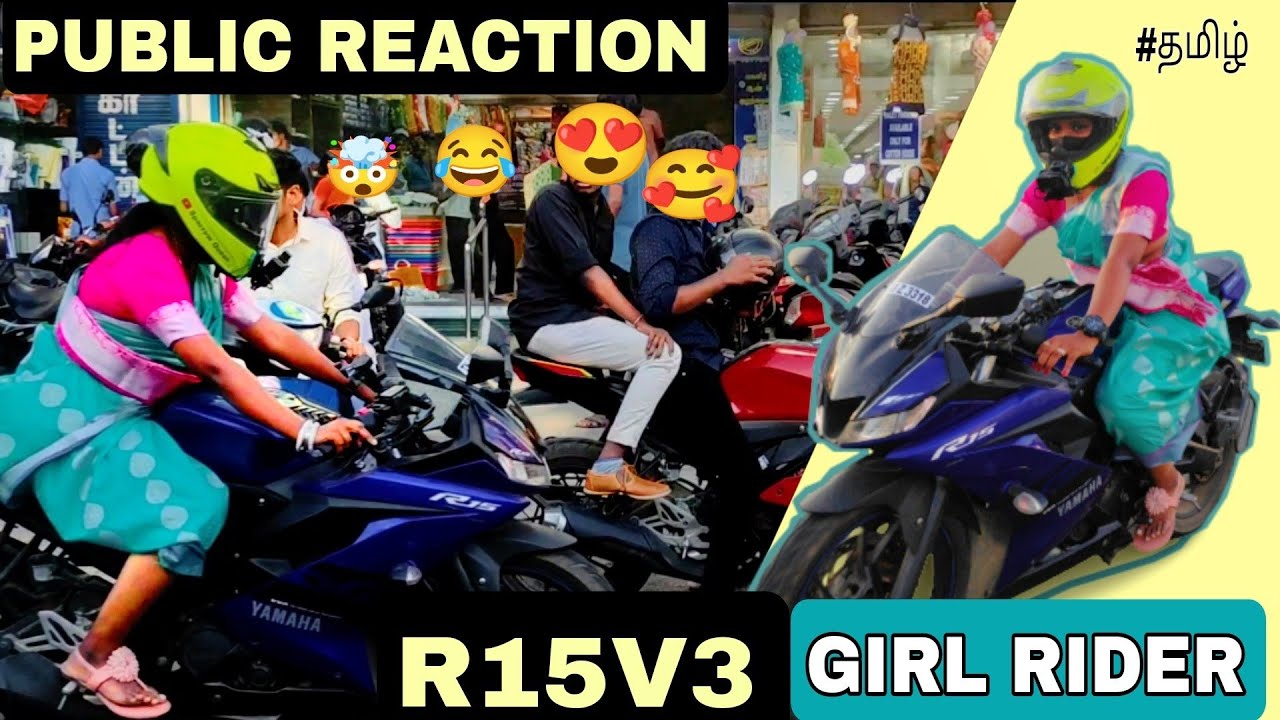 😧 Public Reaction to Bikergirl in R15v3 | Traditional wear 😍 with bike drive ✨| Female Motovlogger