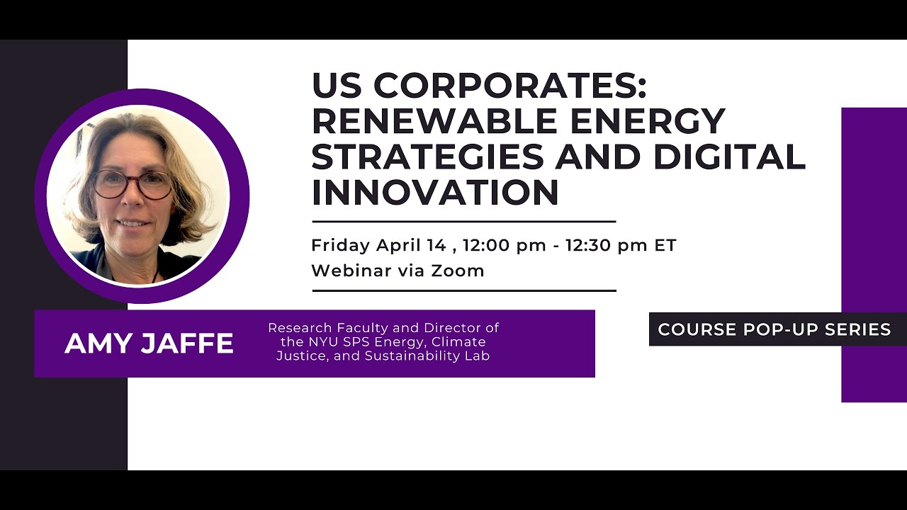 CGA Course Pop-up: Renewable Energy Strategies & Digital Innovation