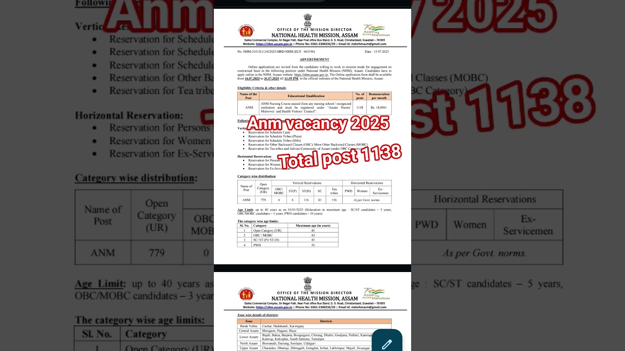 ASSAM Anm vacancy 2025, new anm Vacancy #nursingofficer #anmnurse #assamnurse #assamnhm #staffnurse