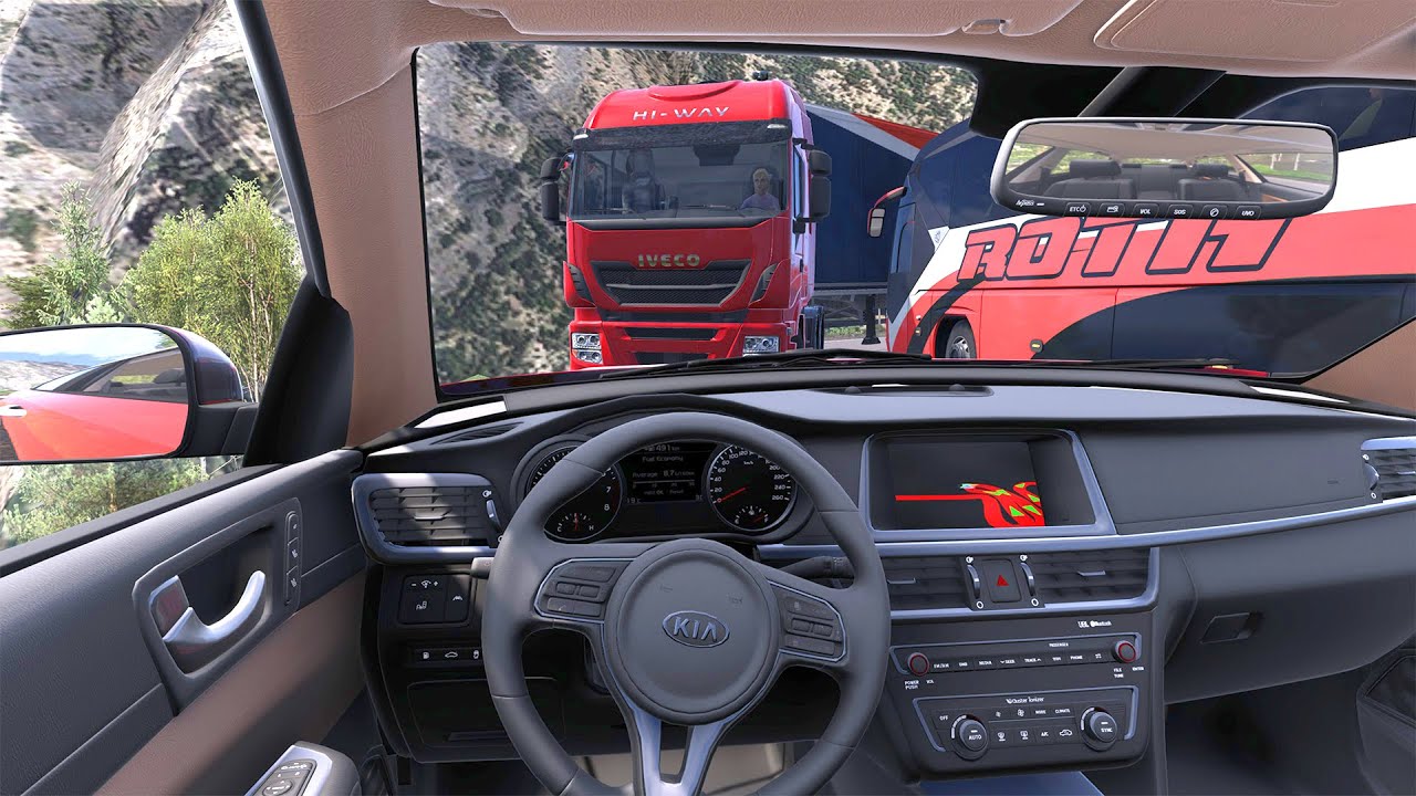 Kia Optima  - Euro Truck Simulator 2 - Narrow mountain pass [Steering Wheel Gameplay] 