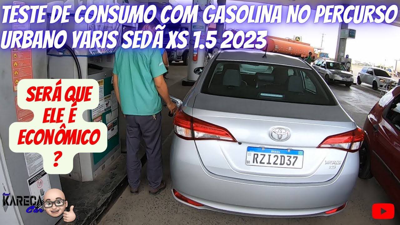 TESTE DE CONSUMO COM GASOLINA  NOVO TOYOTA YARIS XS SEDÃ  NA CIDADE!!