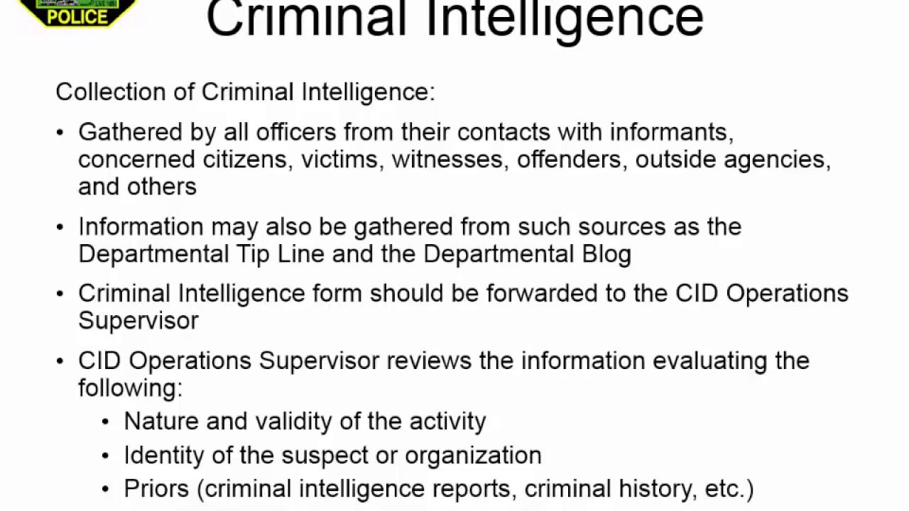 Criminal Intelligence
