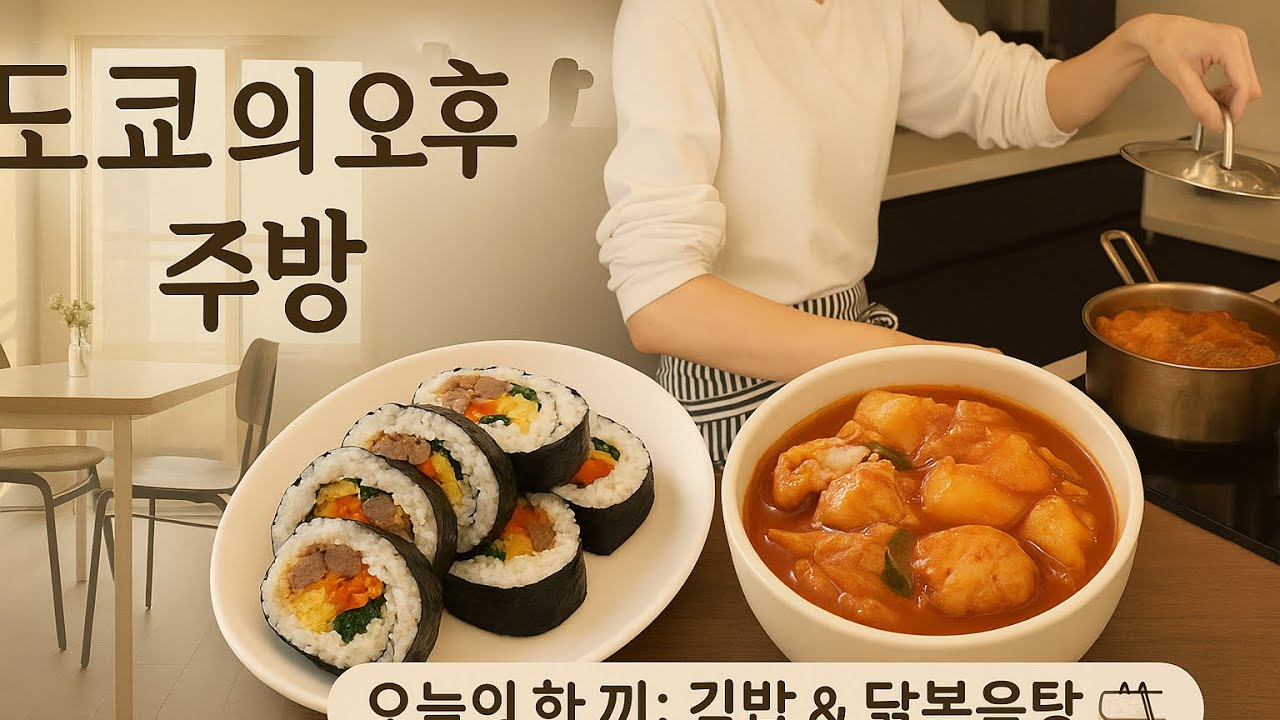 오후의 도쿄 주방: 김밥과 닭볶음탕 만들기 🍳🥢
