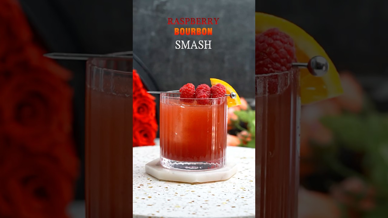 Raspberry Bourbon Smash 🥃 #bourbon   #cocktails #valentinesdaycocktail