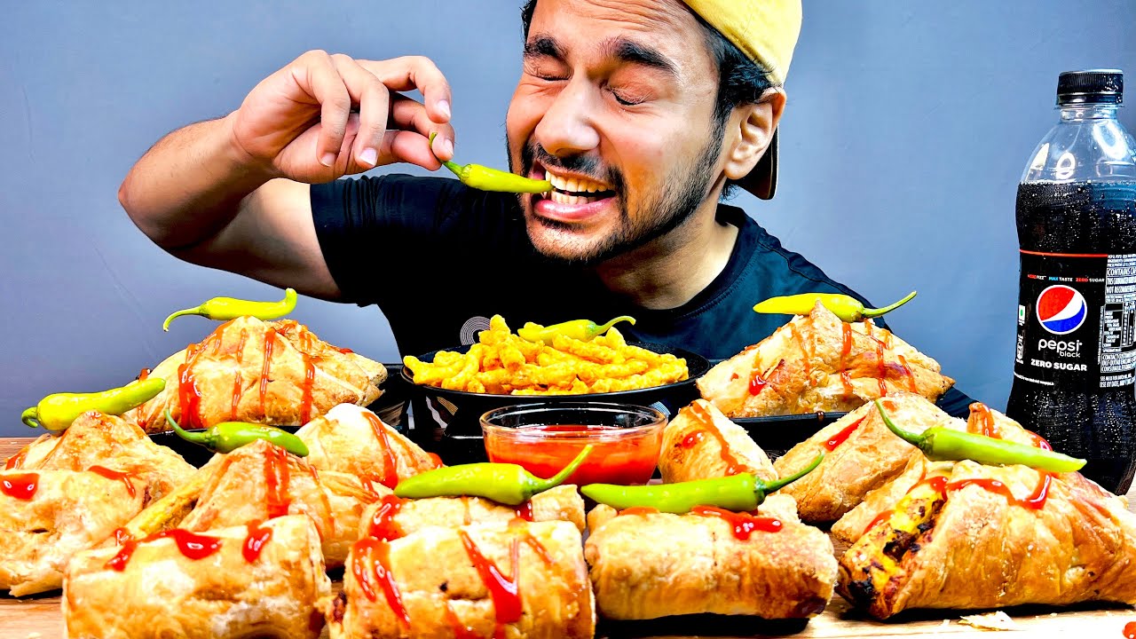 Puff Patties Eating Challenge | Cheese & Aloo Puff Patties competition | Street Food Challenge