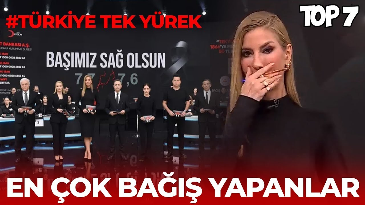 DEPREM İ&Ccedil;İN EN &Ccedil;OK BAĞIŞ YAPANLAR TOP 7   #T&Uuml;RKİYE TEK Y&Uuml;REK
