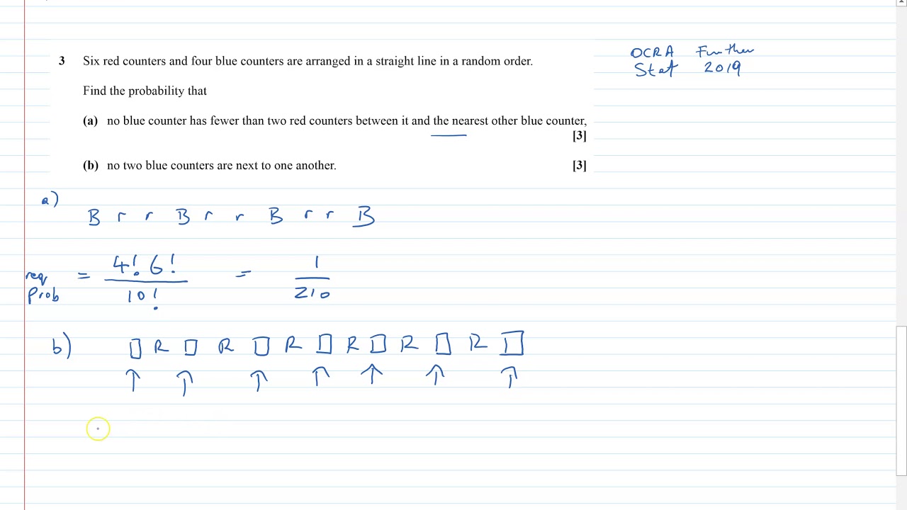 OCR A Further Maths Statistics 2019 Question 3